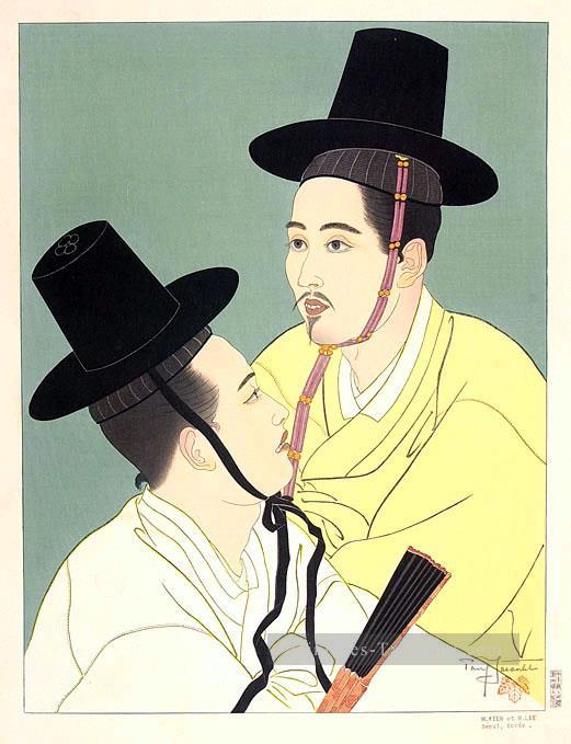 m Keen et m Lee Seoul COREE 1951 asiatique Peintures à l'huile